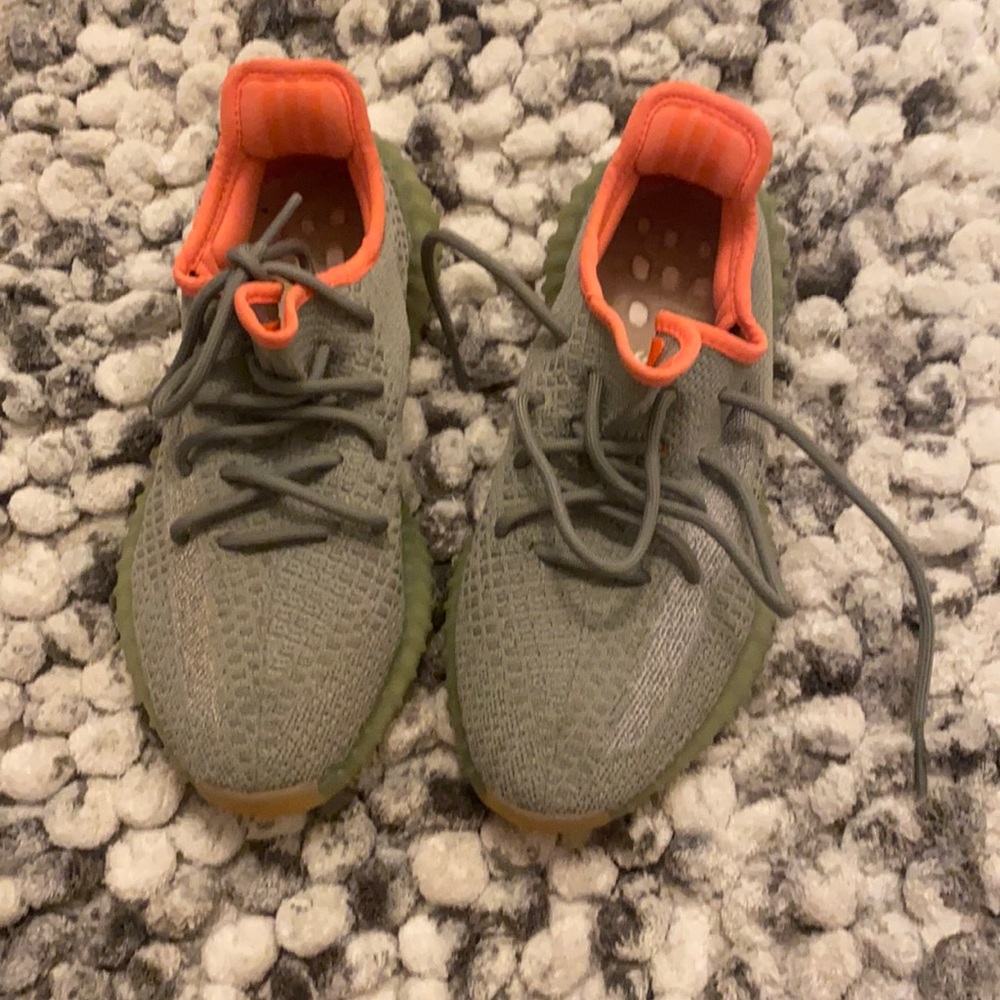 Yeezys green and orange